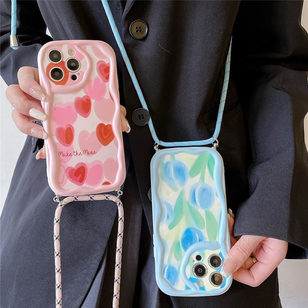 Oppo Reno 12 - Funda con cordón y collar cruzado